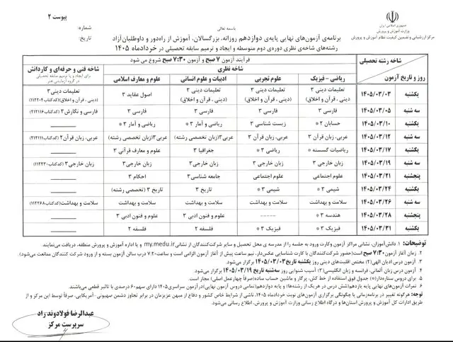 امتحانات نهایی