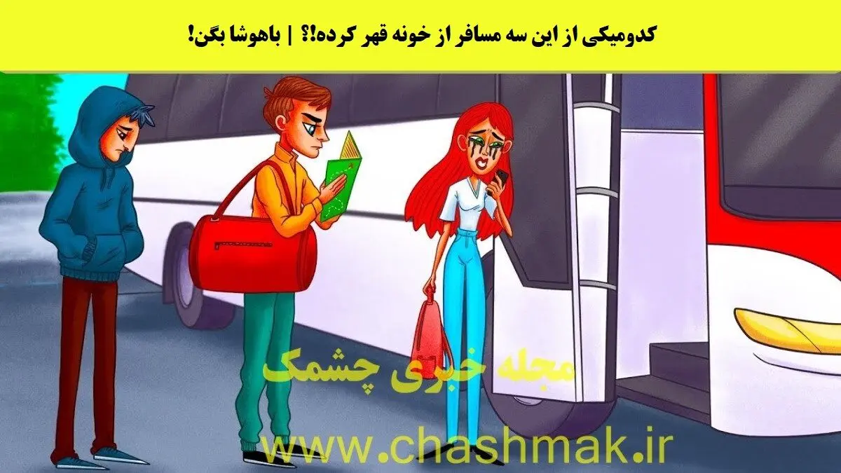 نابغه ها زود بگن کدومیکی از این سه مسافر از خونه قهر کرده | تست هوش