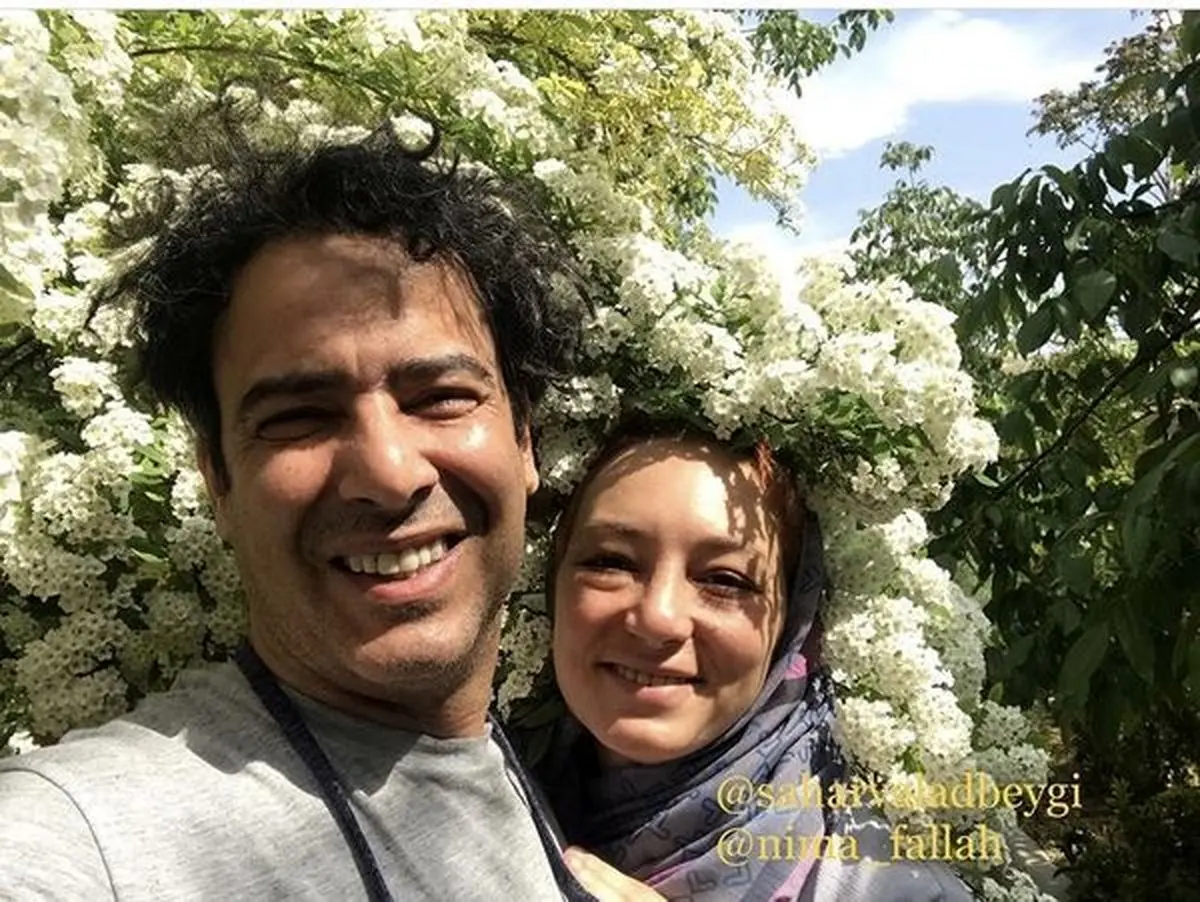 تاج گل زیبای سحر ولدبیگی در کنار همسرش