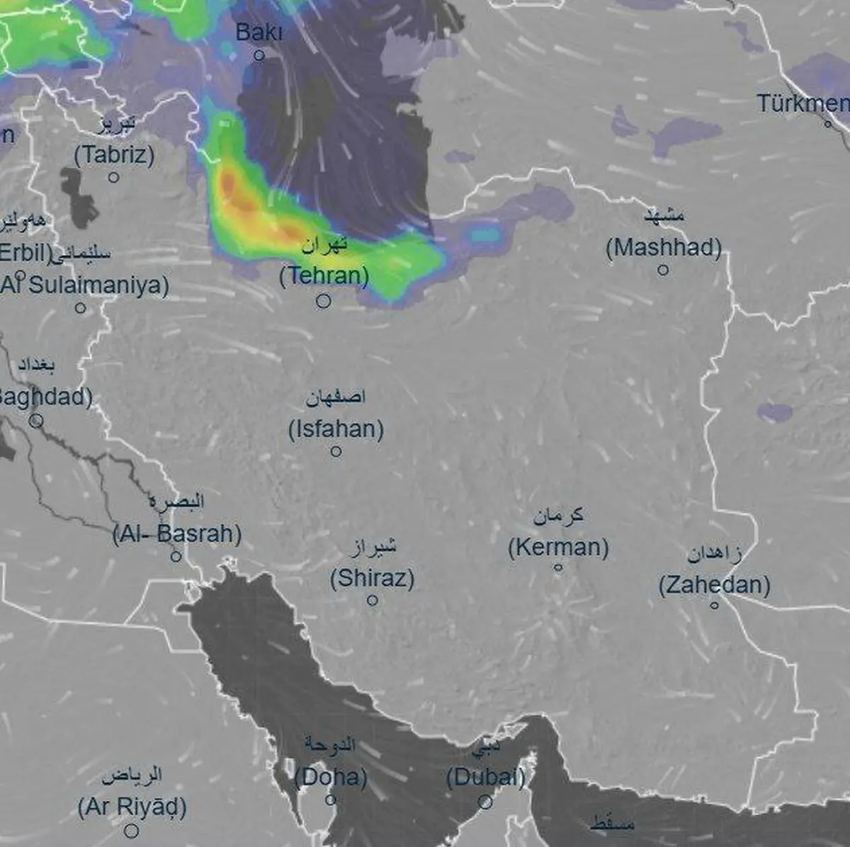 تصویری ترسناک از پیش‌بینی بارندگی تا دو هفته دیگر!
