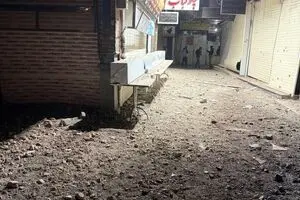تصاویری از تخریب مغازه های بازار بعد از انفجارهای اطراف میدان ارگ