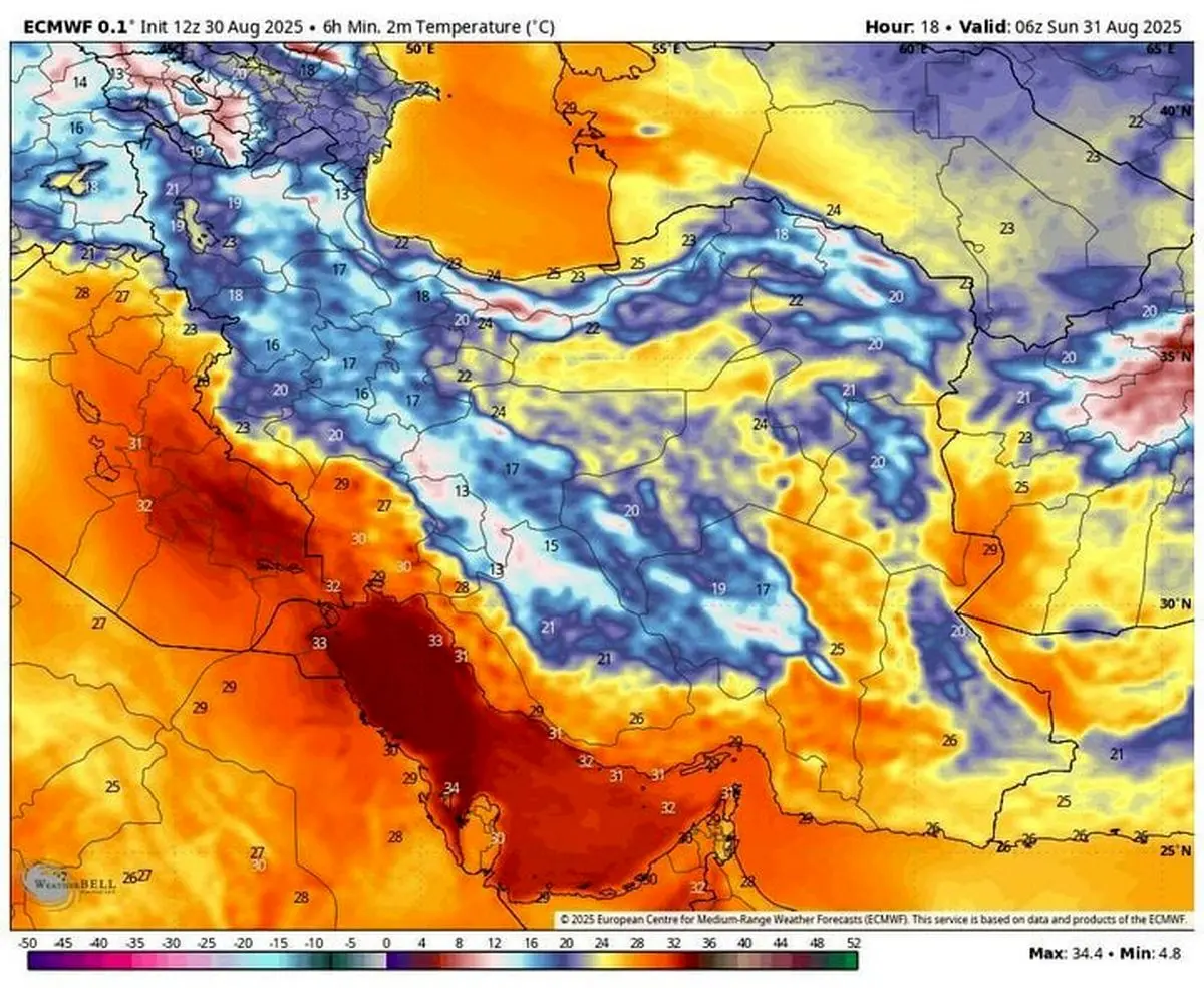 پیش بینی هواشناسی یکشنبه ۹ شهریور | موج گرما در کشور تمام شد 