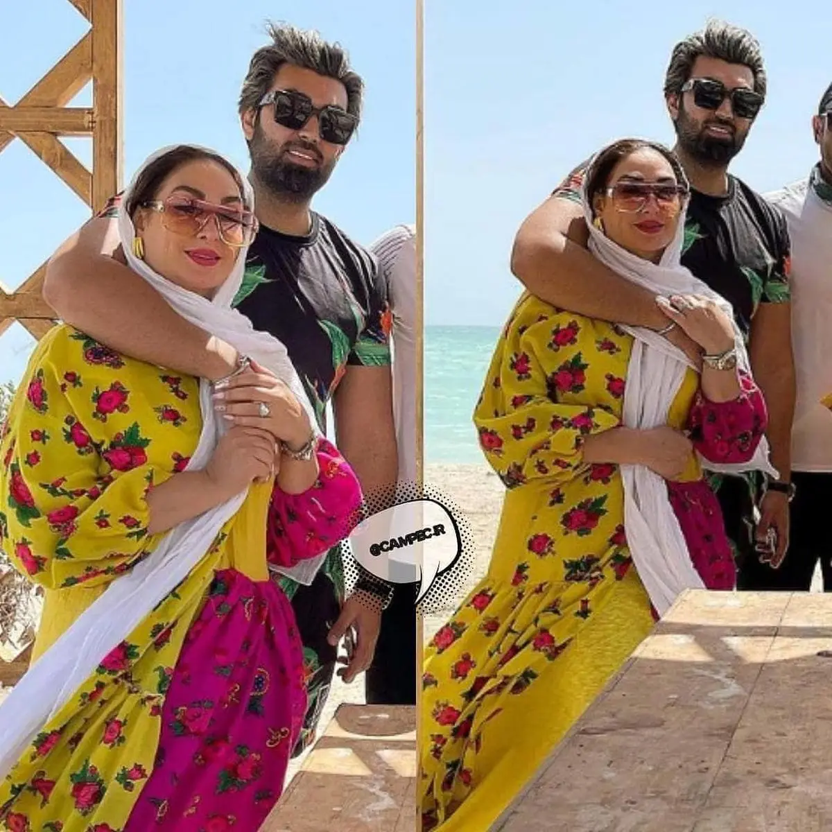 عکس خفن الهام حمیدی با همسرش