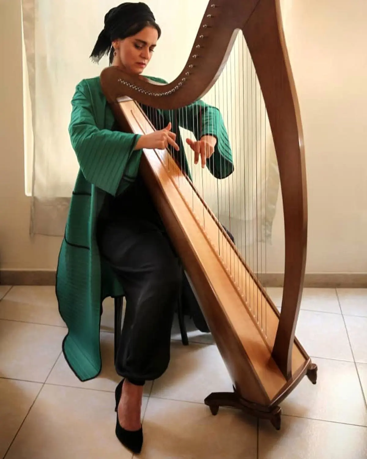 چنگ نوازی غزل شاکری+عکس