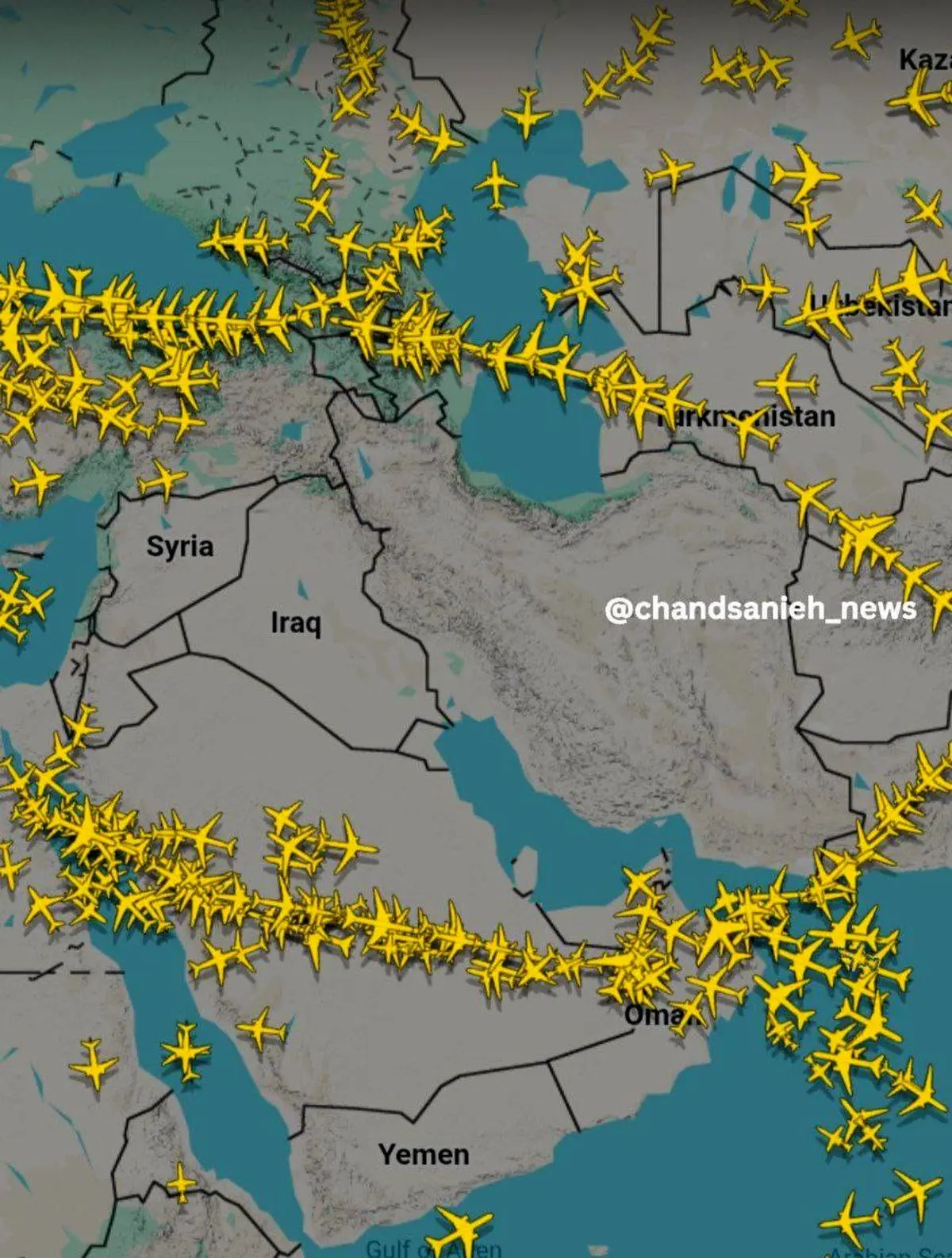 وضعیت پروازها، هم اکنون در آسمان منطقه