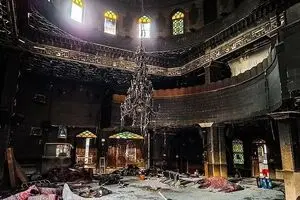 تصاویری از سوختن مسجد معروف تهران