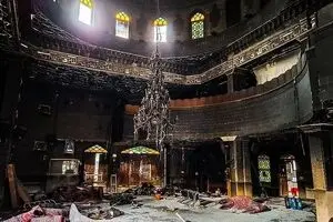 تصاویری از سوختن مسجد معروف تهران