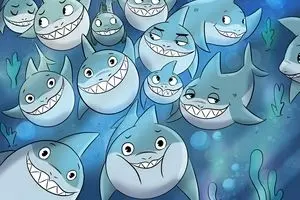 معمای تصویری| ماهی پنهان شده بین کوسه ها را در 4 ثانیه پیدا کن!